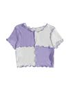 Camiseta feminina Milumia Rib Knit Color Block Crop roxa/Branca 9Y