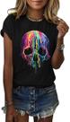 Camiseta feminina Nigbriz colorida Melting Skull Halloween XL Camiseta feminina Nigbriz colorida Melting Skull Halloween XL