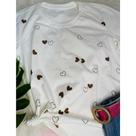 Camiseta Feminina Off-White 100% Algodão Corações Marrom Do P ao G2 Plus Size Envio imediato