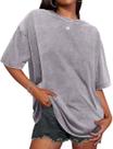 Camiseta feminina oversized ADOREJOY XL cinza vintage lavado