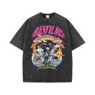 Camiseta Feminina Oversized Confortável Com Estampa De Esqueleto, Borboleta E Ondas, Estilo Street