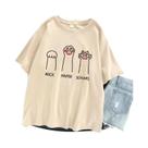 Camiseta Feminina Oversized De Verão Com Estampa Divertida De Gato, Pedra, Papel E Tesoura, Manga