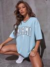 Camiseta Feminina Oversized Miami Estilo Largo, ombro caido corte Reto Academia