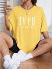 Camiseta Feminina Oversized Over Thinking estilo de Rua Largo Academia 100% Algodão 30.1 Corte Reto
