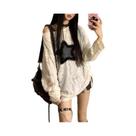 Camiseta Feminina Oversized Y2K Com Estampa De Estrelas, Manga Longa, Ombro Caído, Estilo Streetwear