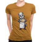 Camiseta Feminina Para Chef Cozinha Manga Curta Babylook Estampa Chef Guaxinim 100% Algodão Blusa Para Cozinheira Garçonete Uniforme