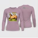 Camiseta Feminina Performance Quarto de Milha Rosa Manga Longa UV50+