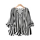 Camiseta Feminina plus Size Com Decote Em V E Estampa Xadrez, Leve E Respirável, Moda Primavera,