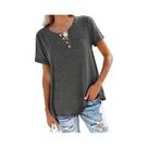 Camiseta Feminina plus Size Com Decote Em V E Manga Curta, Blusas Casuais Soltas Com Bolso 1XL-8XL