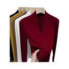 Camiseta Feminina plus Size De Veludo Com Decote Em V E Manga Longa, Pullover Térmico Slim Fit Para