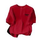 Camiseta Feminina Preta Com Estampa De Laço, Casual, De Manga Curta, Confortável E Macia Para O Camiseta Feminina Preta Com Estampa De Laço, Casual, De Manga Curta, Confortável E Macia Para O