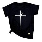 Camiseta Feminina Preta Fé manuscrito Camiseta Feminina Preta Fé manuscrito