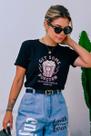 Camiseta Feminina Preta Pipoca