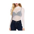 Camiseta Feminina Preta Ultra-Fina De Malha Com Manga Longa, Top Sexy Elástico Justo Com Gola Alta Camiseta Feminina Preta Ultra-Fina De Malha Com Manga Longa, Top Sexy Elástico Justo Com Gola Alta
