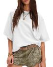 Camiseta feminina RANTAR de algodão de tamanho grande, folgada, branca