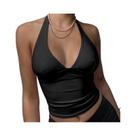 Camiseta Feminina Rosa Halter Com Decote V E Costas Abertas, Estilo Corpete Justo E Sexy, Para O Camiseta Feminina Rosa Halter Com Decote V E Costas Abertas, Estilo Corpete Justo E Sexy, Para O