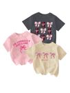 Camiseta feminina RoseSeek Bow Cherry com estampa de manga curta 8Y Camiseta feminina RoseSeek Bow Cherry com estampa de manga curta 8Y