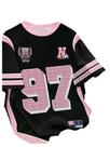 Camiseta feminina RoseSeek Color Block Number Graphic preta 8Y