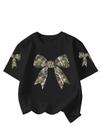 Camiseta feminina RoseSeek com estampa de leopardo cereja e manga curta Camiseta feminina RoseSeek com estampa de leopardo cereja e manga curta