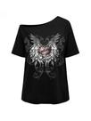 Camiseta feminina RoseSeek com estampa gótica sem ombro