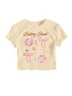 Camiseta feminina RoseSeek Letter Bow com estampa de manga curta 9Y