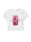 Camiseta feminina RoseSeek Letter Bow com estampa de manga curta 9Y