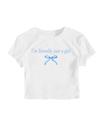 Camiseta feminina RoseSeek Letter Bow com estampa de manga curta 9Y