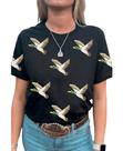 Camiseta feminina SELINK com estampa de carnaval com lantejoulas, pato-real Camiseta feminina SELINK com estampa de carnaval com lantejoulas, pato-real