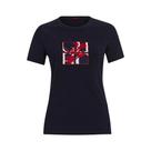 Camiseta Feminina Slim Fit De Cor Sólida Com Bordado, Manga Curta, Decote Redondo, Top Casual De