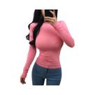 Camiseta Feminina Slim Fit De Manga Longa, Estilo Coreano, Casual, Top De Verão Com Elasticidade