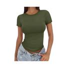 Camiseta Feminina Slim Fit De Verão Com Manga Curta E Gola Redonda, Moda Coreana Casual Básica