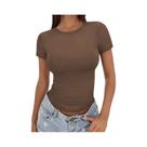 Camiseta Feminina Slim Fit De Verão Com Manga Curta E Gola Redonda, Moda Coreana Casual Básica