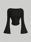 Camiseta Feminina Slim Fit Franzida - Manga Comprida, Gola Redonda e Blusa Plissada para Primavera Camiseta Feminina Slim Fit Franzida - Manga Comprida, Gola Redonda e Blusa Plissada para Primavera