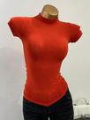 Camiseta Feminina Slim Fit Meia Gola Alta - Manga Curta Transparente e Sexy