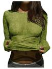 Camiseta feminina SOLY HUX com strass transparente com gola redonda verde