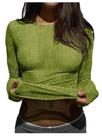 Camiseta feminina SOLY HUX com strass transparente com gola redonda verde