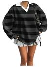 Camiseta feminina SOLY HUX, de tamanho grande, listrada, camiseta Y2k