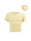 Camiseta feminina SOLY HUX, manga curta, gola redonda, modelagem justa, 10Y