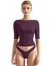 Camiseta feminina SUUKSESS com gola de barco, meia manga, violeta, tamanho S