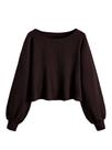 Camiseta feminina SweatyRocks de manga comprida com nervuras de chocolate 8Y
