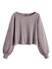 Camiseta feminina SweatyRocks de manga comprida com nervuras e gola redonda