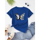 Camiseta Feminina T-shirt Floral Borboleta Margarida 100% Algodão Premium