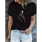 Camiseta Feminina T-shirt Simbolo Sinal de Amor Coreano 100% Algodão Premium
