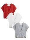 Camiseta feminina Tops RoseSeek, pacote com 3 camisetas abertas, azul de verão, rosa, preta