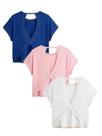 Camiseta feminina Tops RoseSeek, pacote com 3 pacotes de costas abertas, de verão