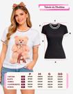 Camiseta Feminina Tshirt Casual Estampa Ursinho Estilosa Camiseta Feminina Tshirt Casual Estampa Ursinho Estilosa