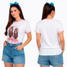 Camiseta Feminina Tshirt Casual Estilosa Gola Redonda Strass Camiseta Feminina Tshirt Casual Estilosa Gola Redonda Strass