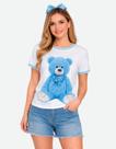 Camiseta Feminina Tshirt Ursinho Manga Curta 100% Soft