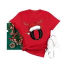Camiseta Feminina Vermelha De Natal Com Alfabeto 26 A-Z Casual Fashion Manga Curta Para Festa Camiseta Feminina Vermelha De Natal Com Alfabeto 26 A-Z Casual Fashion Manga Curta Para Festa