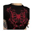 Camiseta Feminina Vintage Com Estampa De Borboleta, Estilo Grunge, Gola Redonda, Manga Curta, Punk,
